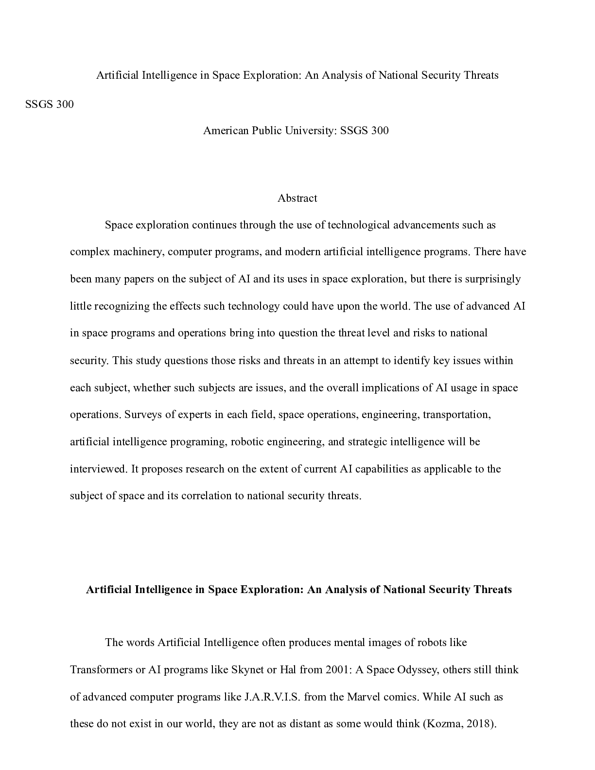 Preview image of ArtificialIntelligenceSpaceExplorationRoughDraft.docx    Artificial Intelligence in Space document